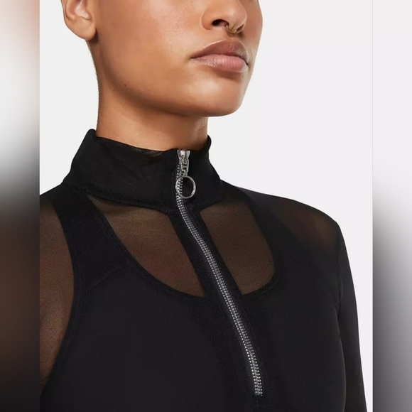 NWT Nike Sportswear Icon Clash Mesh Net Sheer See-through Bodysuit Black Small - Picture 4 of 16